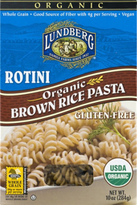 Lundberg Organic Pasta Brown Rice Gluten Free Rotini - 10 Oz