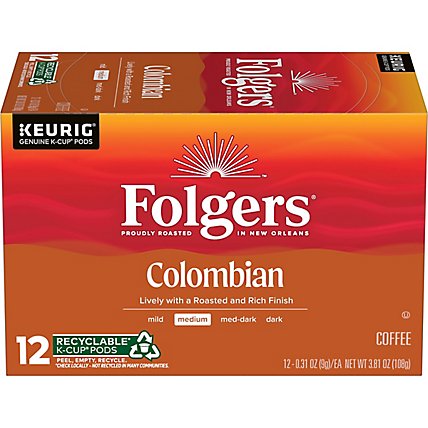 Folgers Gourmet Selections Coffee K-Cup Pods Medium-Dark Roast Colombian - 12-0.31 Oz - Image 2