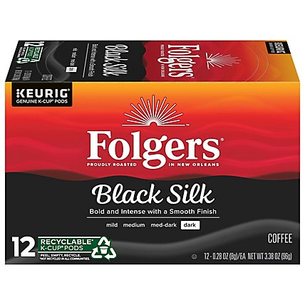 Folgers Gourmet Selections Coffee K-Cup Pods Dark Roast Black Silk - 12-0.28 Oz - Image 2