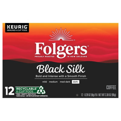 Folgers Gourmet Selections Coffee K-Cup Pods Dark Roast Black Silk - 12-0.28 Oz - Image 1