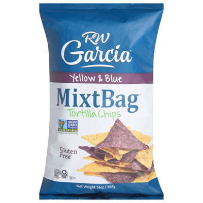 RW Garcia MixtBag Tortilla Chips Yellow & Blue Corn - 14 Oz