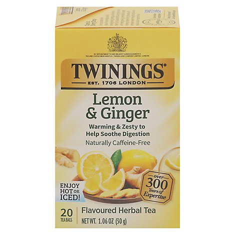 Twinings of London Herbal Tea Caffeine Free Lemon & Ginger - 20 Count