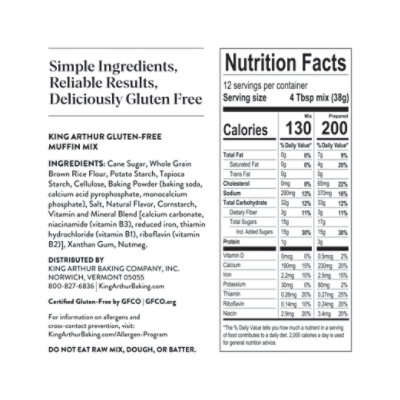 King Arthur Non-GMO Project Verified Certified Kosher Certified Gluten Free Muffin Mix - 16 Oz - Image 5