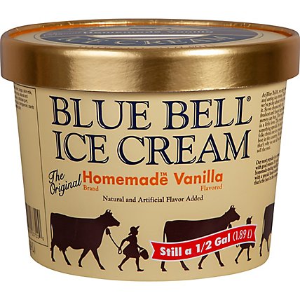 Blue Bell Gold Rim Ice Cream The Original Homemade Vanilla - 1 Half Gallon - Image 2