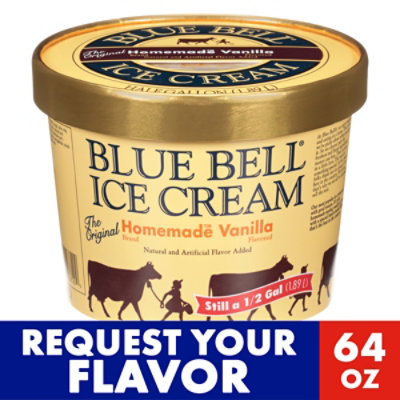 Blue Bell Gold Rim Ice Cream The Original Homemade Vanilla 1 Half Gallon Randalls