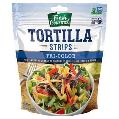 Fresh Gourmet Crunchy Toppings Tortilla Strips Tri-Color - 3.5 Oz