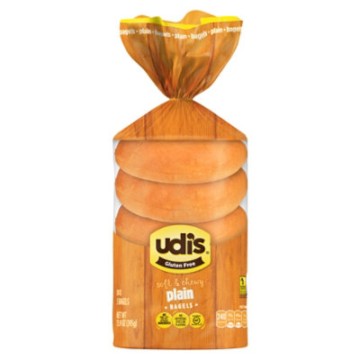 Udis Gluten Free Bagels Plain - 13.9 Oz