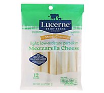 Lucerne Cheese String Low Moisture Part Skim Mozzarella Light Sticks - 12-0.83 Oz