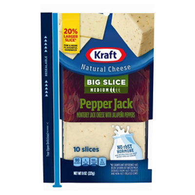  Kraft Cheese Natural Slices Big Slice Pepper Jack - 8 Oz 