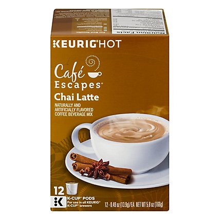 Cafe Escapes Coffee K-Cup Pods Chai Latte - 12-0.49 Oz - Image 1