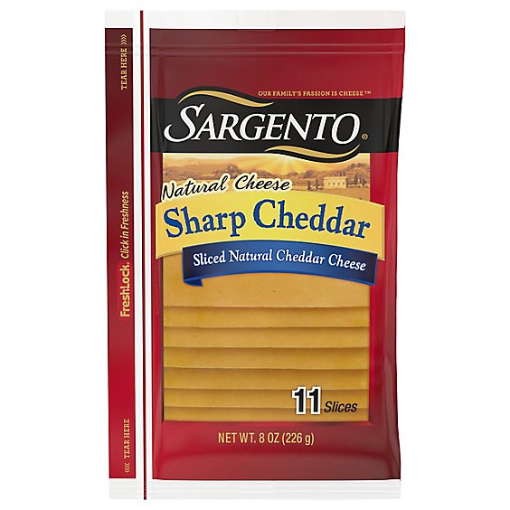 Sargento Cheese Slices Deli Style Natural Sharp Cheddar 11 Count - 8 Oz