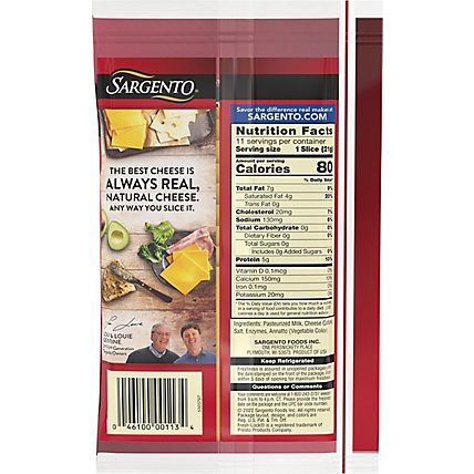 Sargento Cheese Slices Deli Style Natural Sharp Cheddar 11 Count - 8 Oz - Image 4