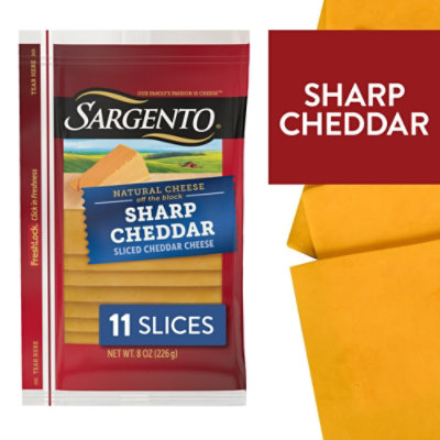 Sargento Sliced Sharp Natural Cheddar Cheese - 11 Count - Image 1