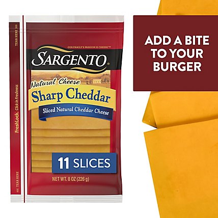 Sargento Cheese Slices Deli Style Natural Sharp Cheddar 11 Count - 8 Oz - Image 1