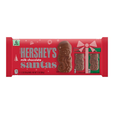 HERSHEY'S Milk Chocolate Santas Christmas Candy Pack - 6-1.2 Oz - Image 1