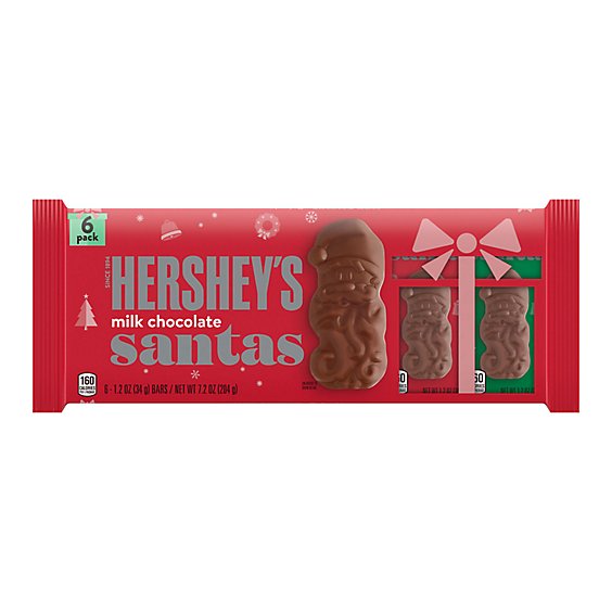 HERSHEY'S Milk Chocolate Santas Candy Pack - 6-1.2 Oz