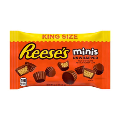 Reeses Peanut Butter Cups Milk Chocolate Unwrapped Minis King Size - 2.5 Oz - Image 1