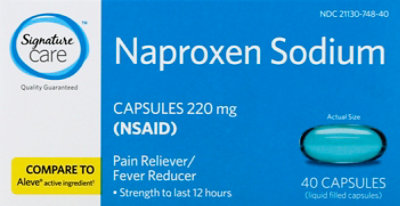 Signature Select/Care Naproxen Sodium 220mg Rain Reliever Fever Reducer NSAID Capsule - 40 Count - Image 2