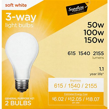 Signature SELECT Light Bulb 3 Way Soft White 50W 100W 150W - 2 Count - Image 2