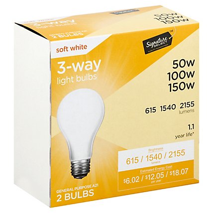 Signature SELECT Light Bulb 3 Way Soft White 50W 100W 150W - 2 Count - Image 1