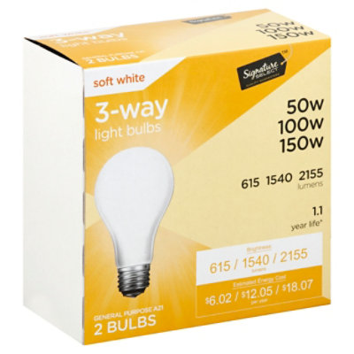 Signature SELECT Light Bulb 3 Way Soft White 50W 100W 150W - 2 Count