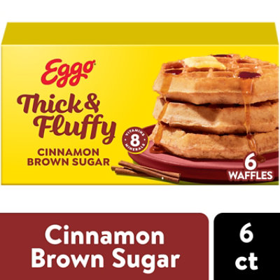 Eggo Thick and Fluffy Frozen Waffles Cinnamon Brown Sugar Belgian Style 6 Count - 11.6 Oz - Image 1