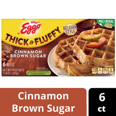 Eggo Thick and Fluffy Frozen Waffles Breakfast Cinnamon Brown Sugar 6 Count - 11.6 Oz