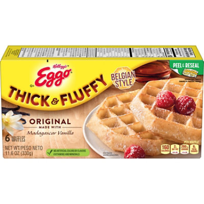 Eggo Thick and Fluffy Frozen Waffles Breakfast Original 6 Count - 11.6 Oz