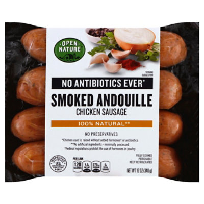 Open Nature Sausage Chicken Smoked Andouille - 12 Oz