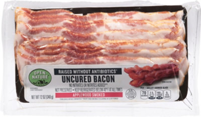 Open Nature Bacon Applewood Smoked Center Cut Uncured - 12 Oz - Image 2