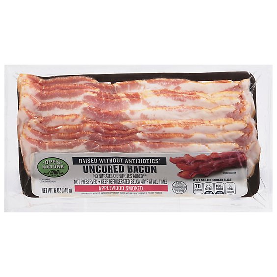 Open Nature Bacon Applewood Smoked Center Cut Uncured - 12 Oz