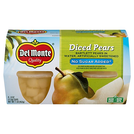 Del Monte Pears Diced Cups - 4-4 Oz