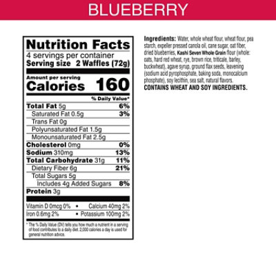 Kashi Frozen Waffles Blueberry Vegan 8 Count - 10.1 Oz - Image 3