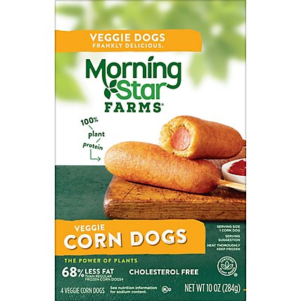MorningStar Farms Meatless Corn Dogs Plant Based Protein Vegan Meat Original 4 Count - 10 Oz - Image 2