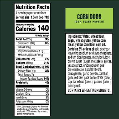 MorningStar Farms Meatless Corn Dogs Plant Based Protein Vegan Meat Original 4 Count - 10 Oz - Image 5