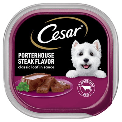 Cesar Classics Canine Cuisine In Meaty Juices Porterhouse Steak Flavor Tub - 3.5 Oz