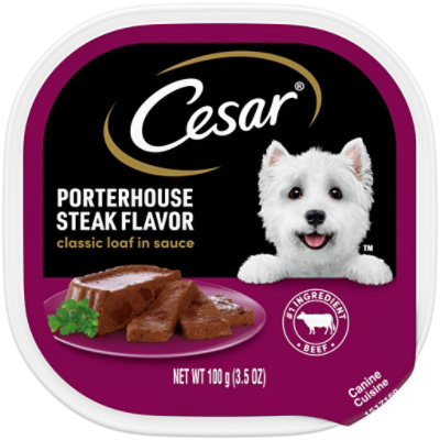  Cesar Classics Canine Cuisine In Meaty Juices Porterhouse Steak Flavor Tub - 3.5 Oz 