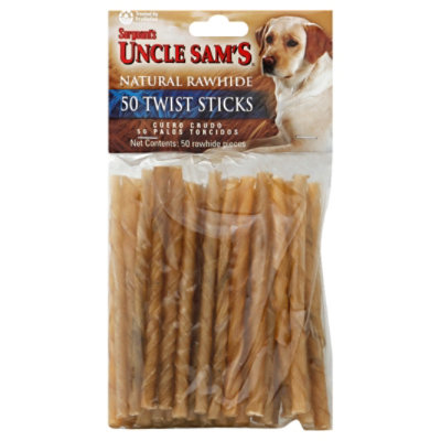 Sergeants Canine Prime Dog Treats Twists Sticks Natural Rawhide Pouch ...