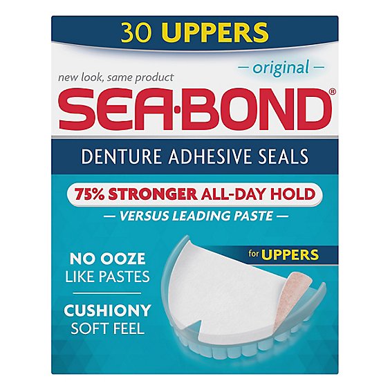 SeaBond Denture Adhesive Wafers Uppers Original - 30 Count