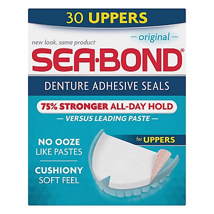 SeaBond Denture Adhesive Wafers Uppers Original - 30 Count - Image 1