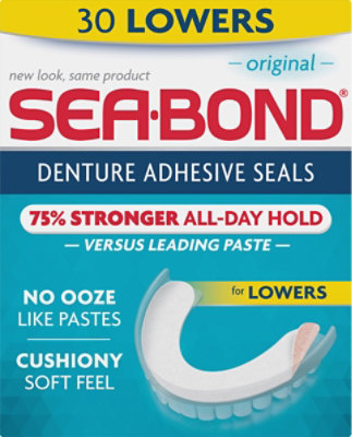 Sea-Bond Denture Adhesive Seals Triple Action Lowers Orignal - 30 Count - Image 2