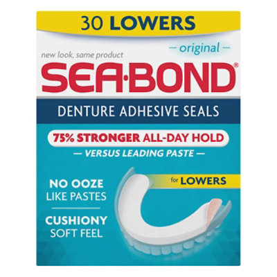 Sea-Bond Denture Adhesive Seals Triple Action Lowers Orignal - 30 Count