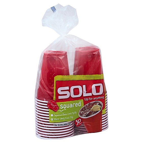 SOLO Cups Plastic Squared 18 Ounce Bag - 30 Count