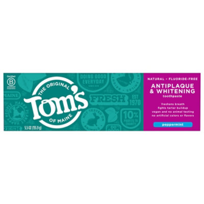 Toms of Maine Toothpaste Fluoride Free Antiplaque & Whitening Peppermint - 5.5 Oz - Image 5