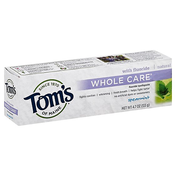 Toms of Maine Toothpaste Fluoride Whole Care Spearmint - 4.7 Oz