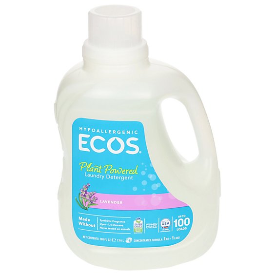 ECOS Laundry Detergent Liquid With Built In Fabric Softener 2X Lavender Jug - 100 Fl. Oz.