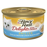 Fancy Feast Cat Food Wet Delights With Cheddar Grilled Tuna & Cheddar Cheese - 3 Oz - Image 1