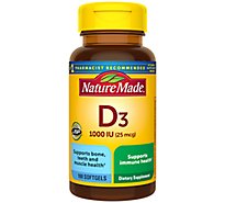 Nature Made Vitamin D Supplement Liquid Softgels D3 1000 IU - 100 Count