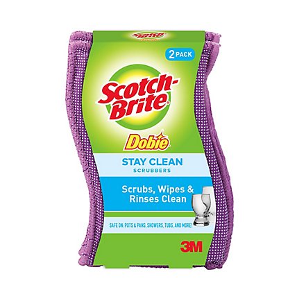 Scotch-Brite Dobie Scrubbers Stay Clean 4.5 x 2.9 Inch - 2 Count - Image 1