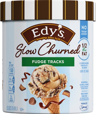 Dreyers Edys Ice Cream Slow Churned Light No Sugar Added Fudge Tracks - 1.5 Quart - Image 2